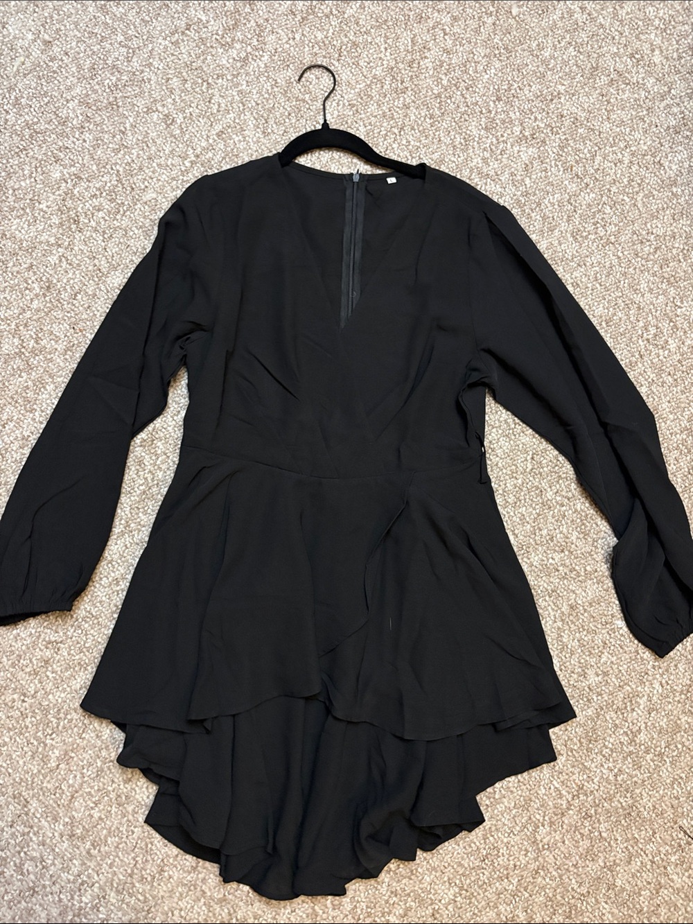 Black Long-Sleeve Layered Ruffle Dress size: L